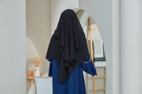[Black Full Set] Niqab Dua Layer Biasa - Image 6