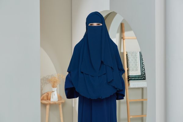 Midnight Blue Niqab Dua Layer Biasa