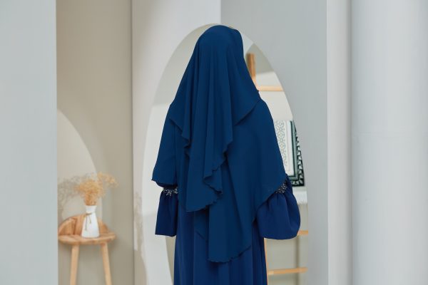 Midnight Blue Niqab Dua Layer Biasa - Image 5