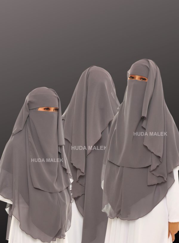 DARK GREY NIQAB DUA LAYER BIASA