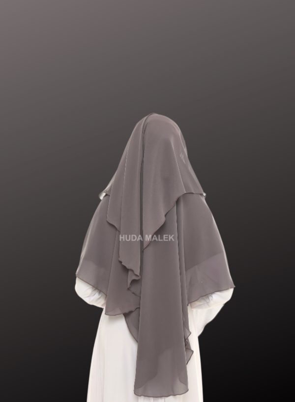 DARK GREY NIQAB DUA LAYER BIASA - Image 2