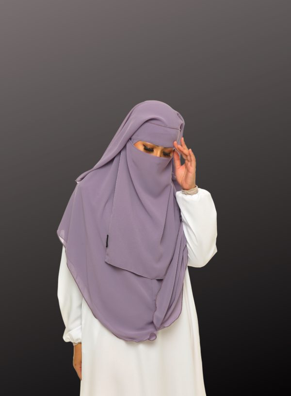 Purple Orchid Niqab Dua Layer Biasa - Image 2
