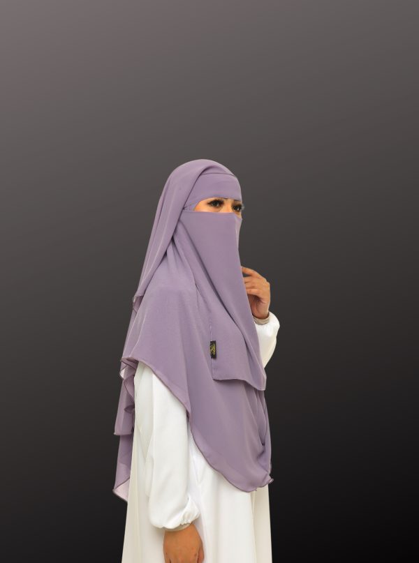 Purple Orchid Niqab Dua Layer Biasa - Image 3